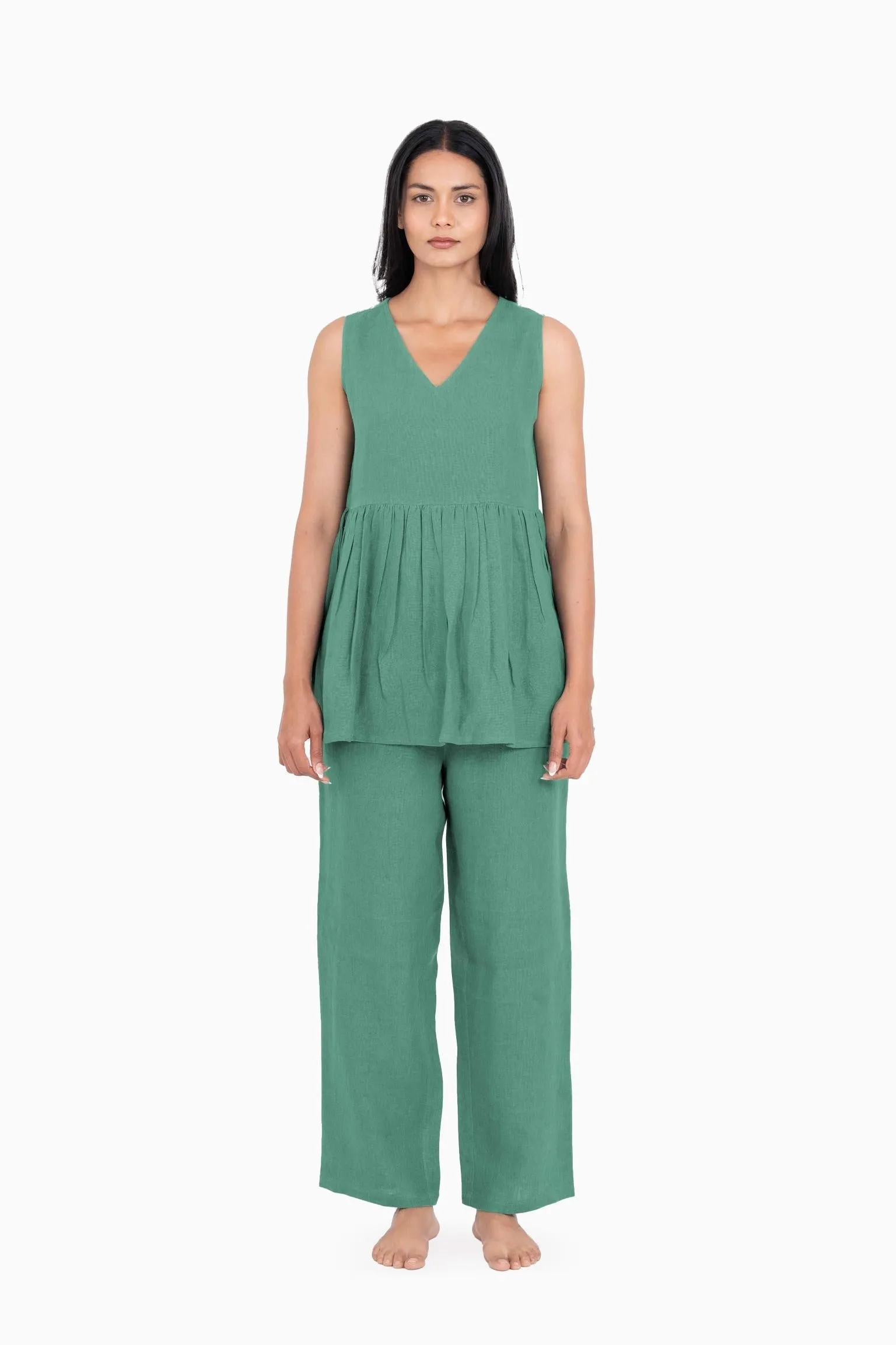 Linen Flavia Co-Ord Set-Pacific Blue