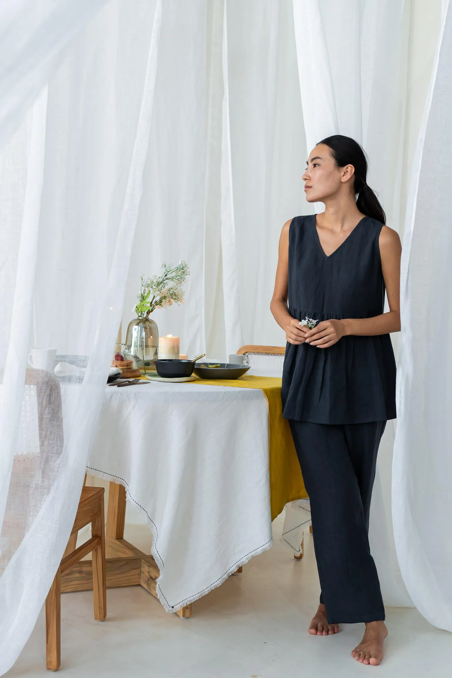 Linen Flavia Co-Ord Set-Pacific Blue