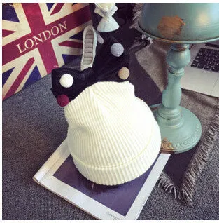 Lovely Girls Knitted Wool Solid knitted Hats Cute Mix Color Ball Bow-knot gorro for kids girls children beanies hedging