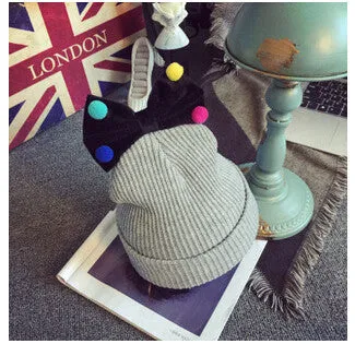 Lovely Girls Knitted Wool Solid knitted Hats Cute Mix Color Ball Bow-knot gorro for kids girls children beanies hedging