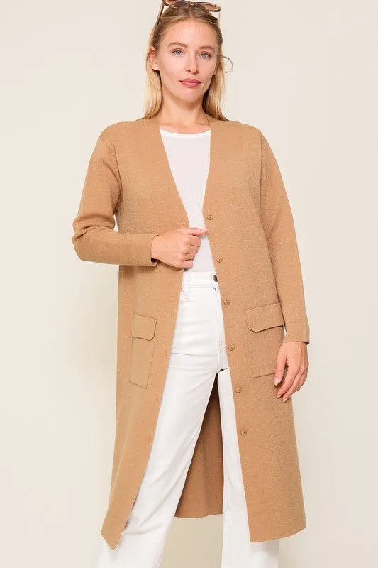 Lumiere Button Front V Neck Kimono Cardigan