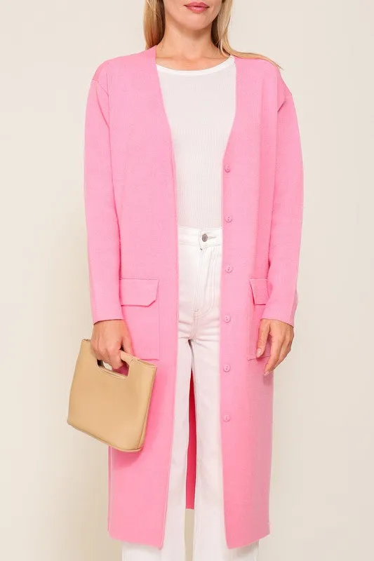 Lumiere Button Front V Neck Kimono Cardigan