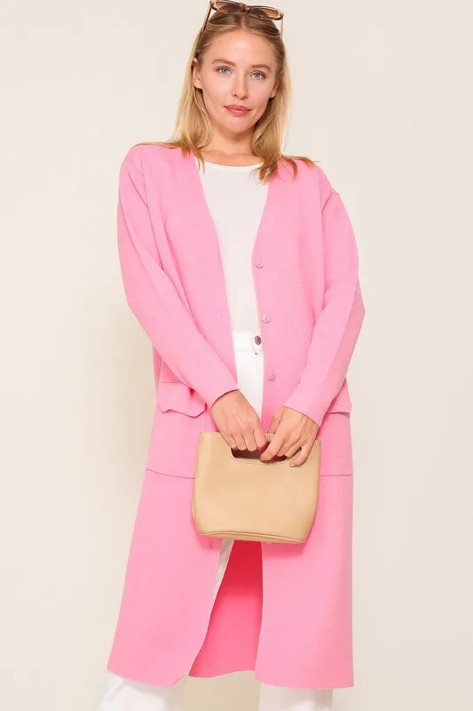 Lumiere Button Front V Neck Kimono Cardigan