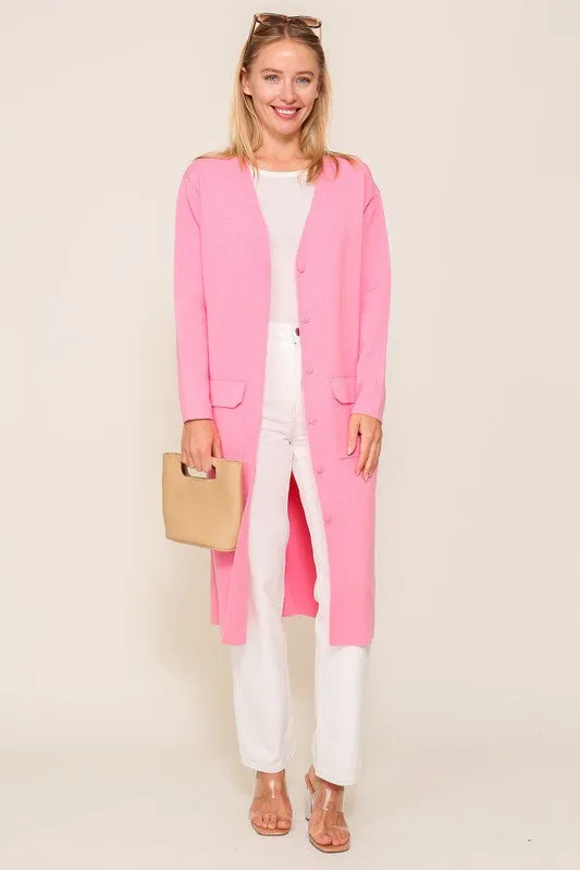 Lumiere Button Front V Neck Kimono Cardigan