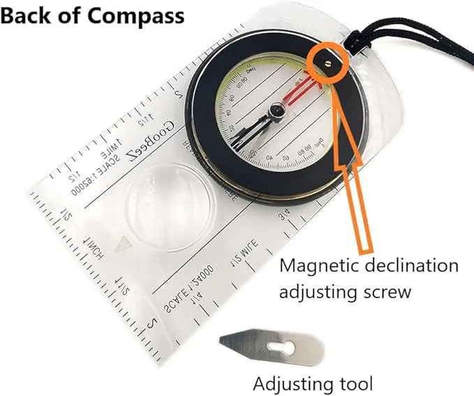 Map Baseplate Compass with Adjustable Declination Clinometer Magnifying Glass for Hiking Backpacking Camping
