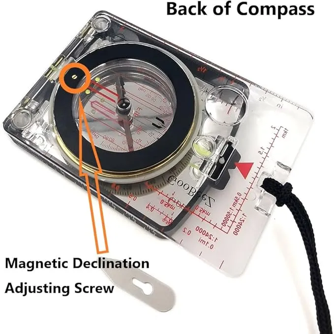 Map Baseplate Compass with Adjustable Declination Clinometer Magnifying Glass for Hiking Backpacking Camping