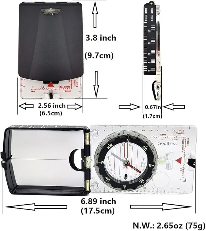 Map Baseplate Compass with Adjustable Declination Clinometer Magnifying Glass for Hiking Backpacking Camping