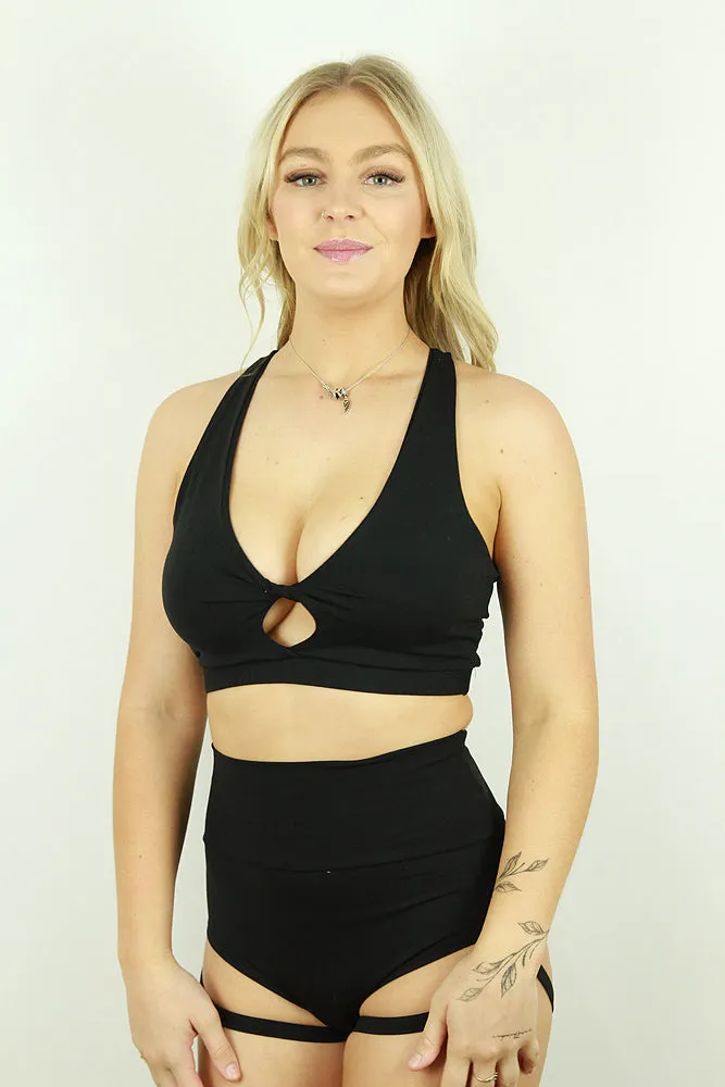 Matte Black Knot Sports Bra