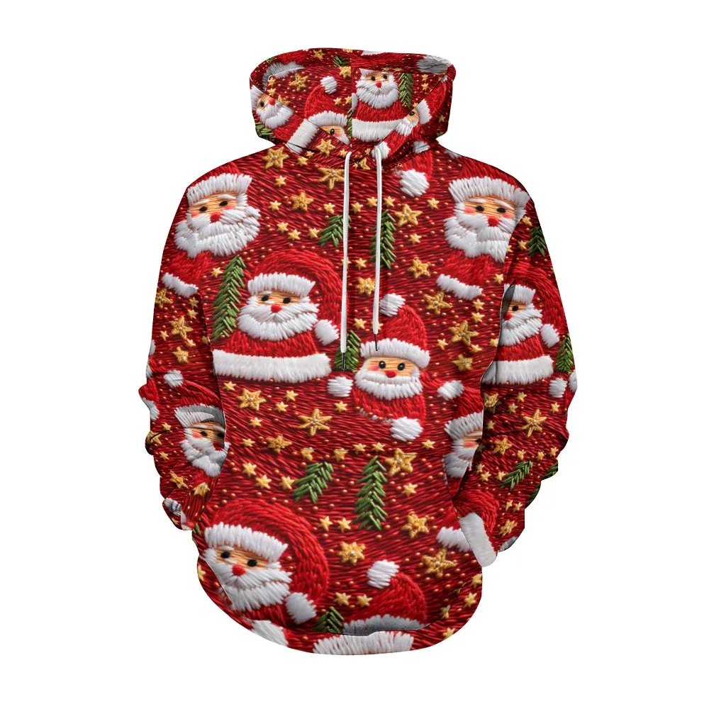 Men's 3D Santa Print Casual Hooded Sweatshirt 2412003692