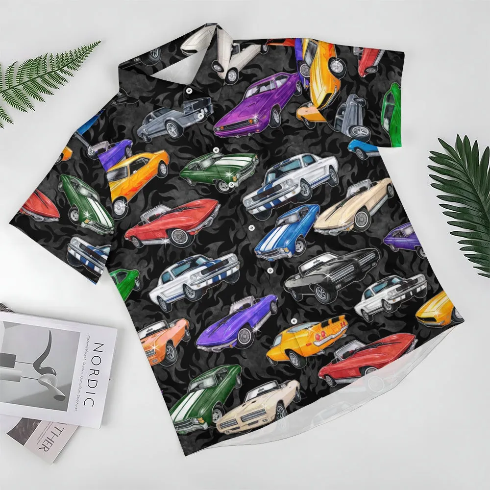 Men's Car Comics Casual Print Short Sleeve Shirt 2406000413