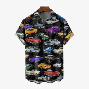 Men's Car Comics Casual Print Short Sleeve Shirt 2406000413