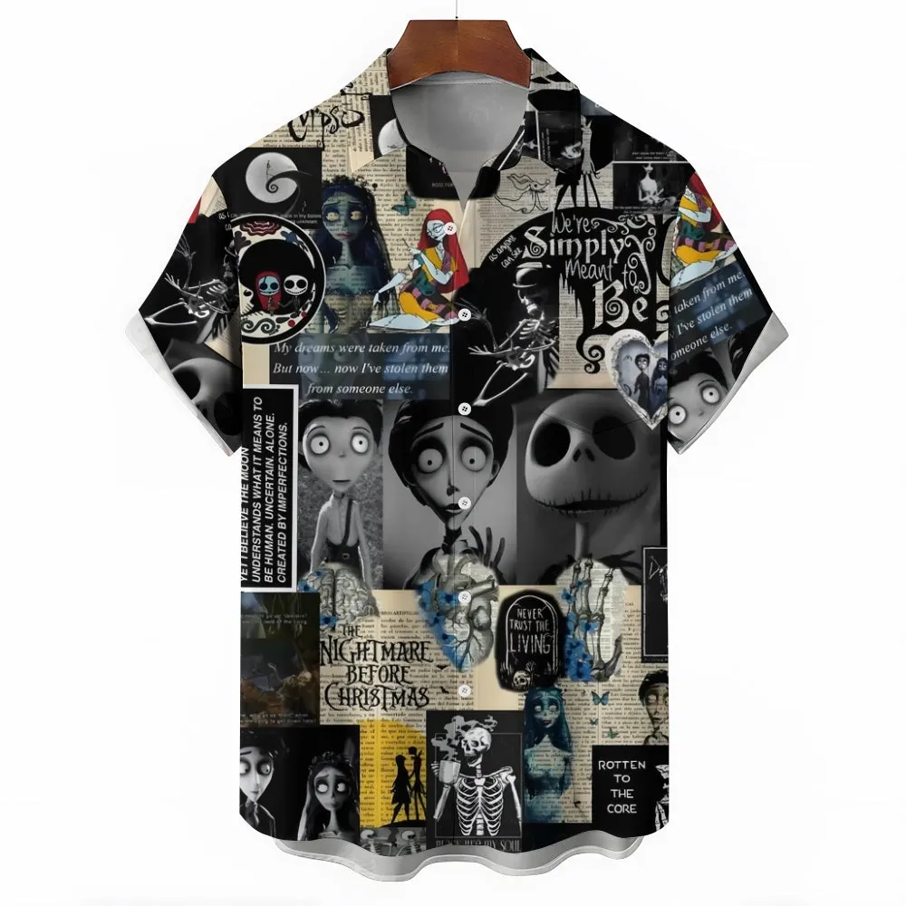 Men's Casual Print Chest Pocket Short Sleeve Shirt 2309000579
