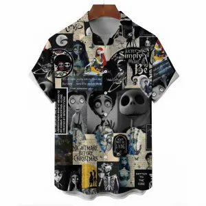 Men's Casual Print Chest Pocket Short Sleeve Shirt 2309000579