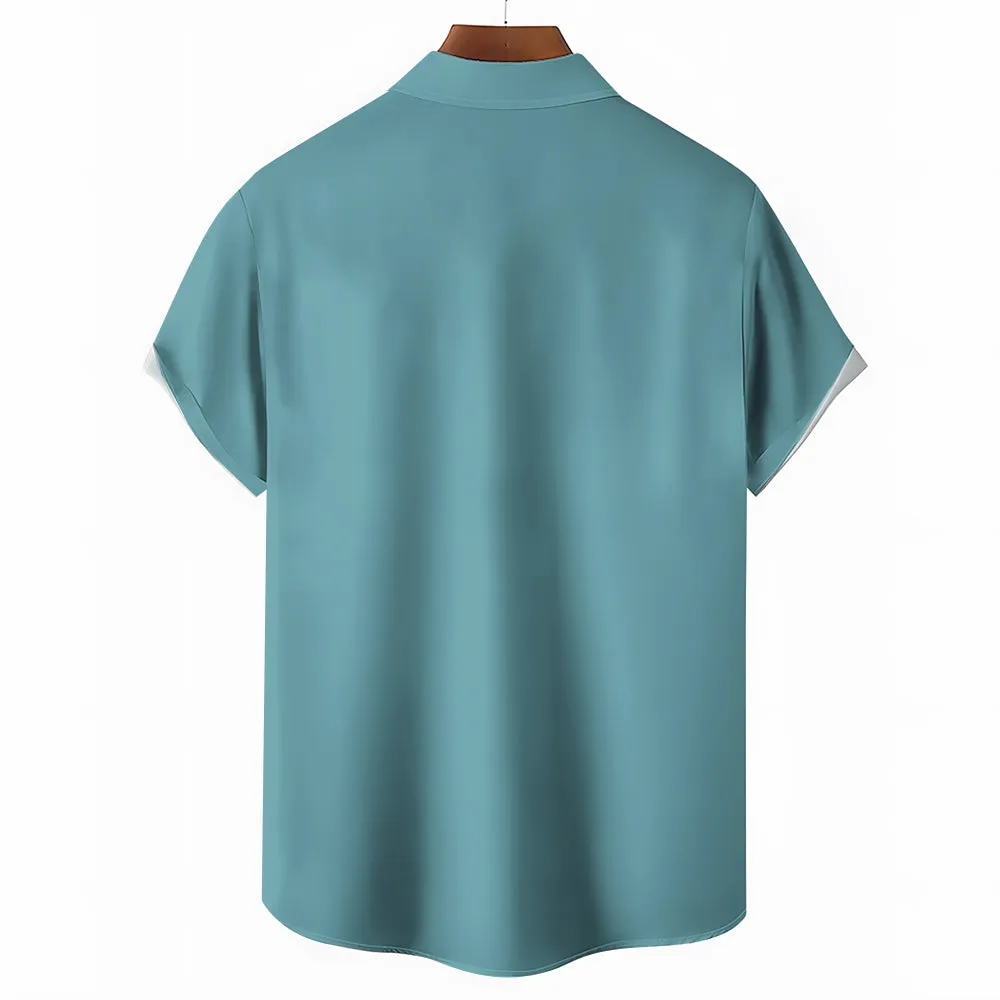 Men's Casual Striped Print Short Sleeve Shirt 2405002152