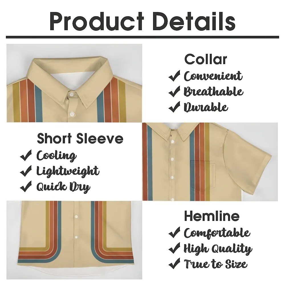 Men's Casual Striped Print Short Sleeve Shirt 2405002152