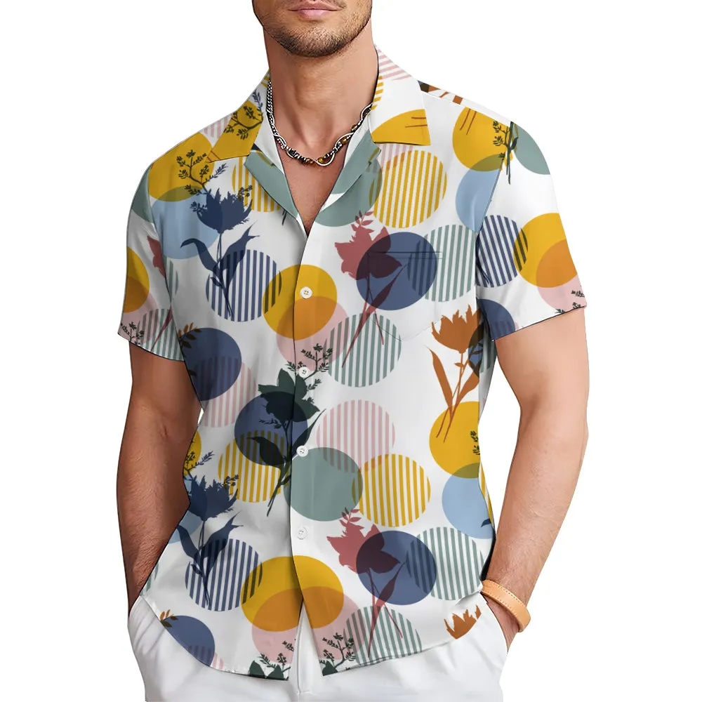 Men's Circular Pattern Casual Short Sleeve Shirt 2405000684
