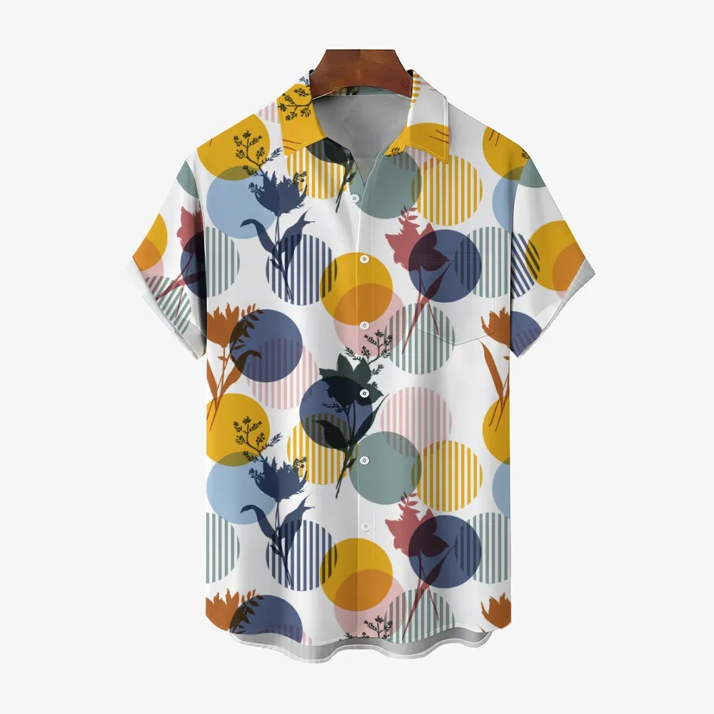 Men's Circular Pattern Casual Short Sleeve Shirt 2405000684