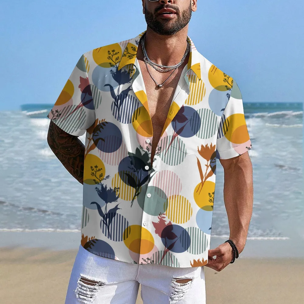 Men's Circular Pattern Casual Short Sleeve Shirt 2405000684