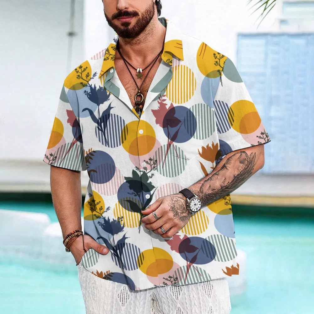 Men's Circular Pattern Casual Short Sleeve Shirt 2405000684