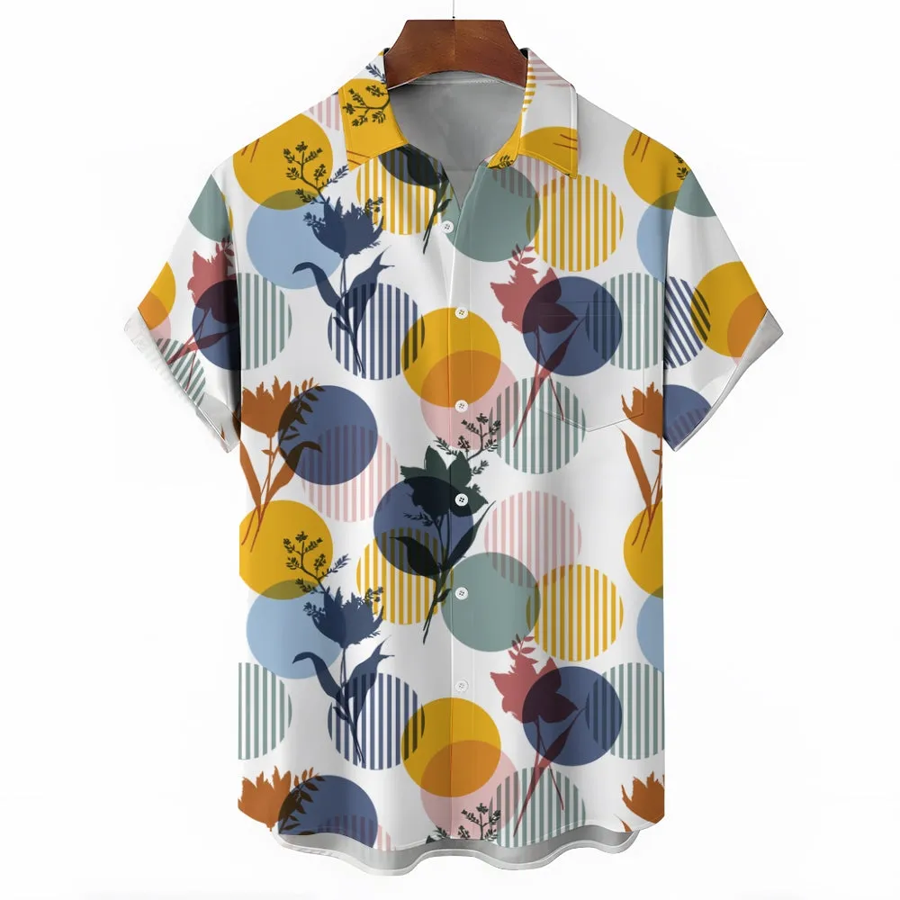 Men's Circular Pattern Casual Short Sleeve Shirt 2405000684