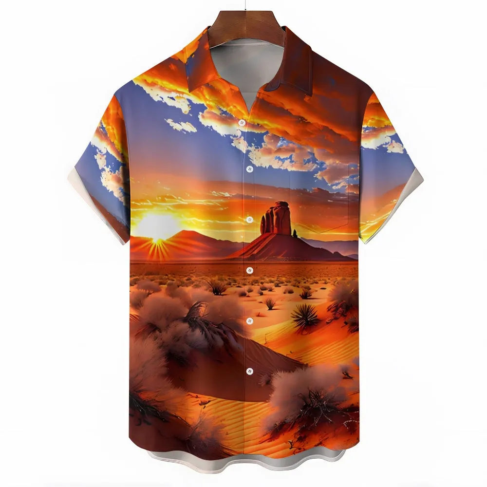 Men's Desert Scenery Casual Short Sleeve Shirt 2401000411