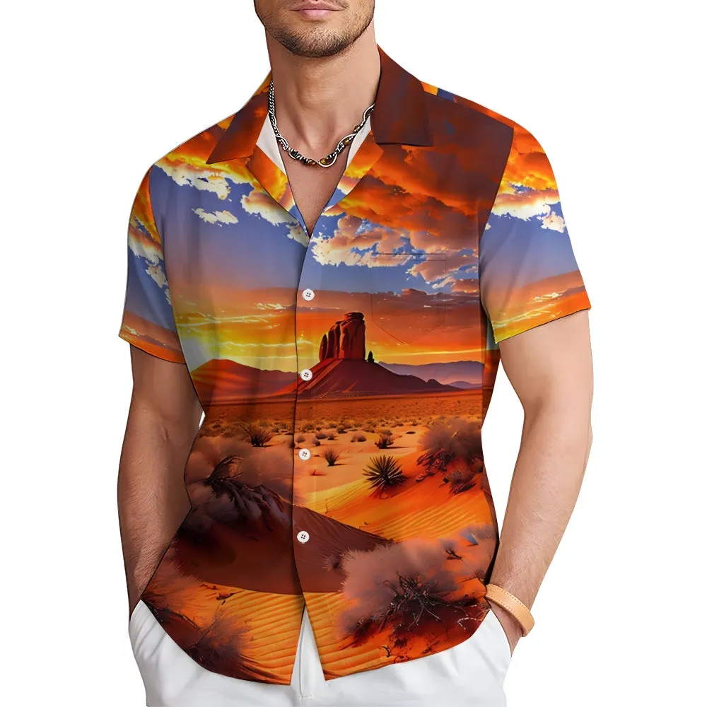 Men's Desert Scenery Casual Short Sleeve Shirt 2401000411