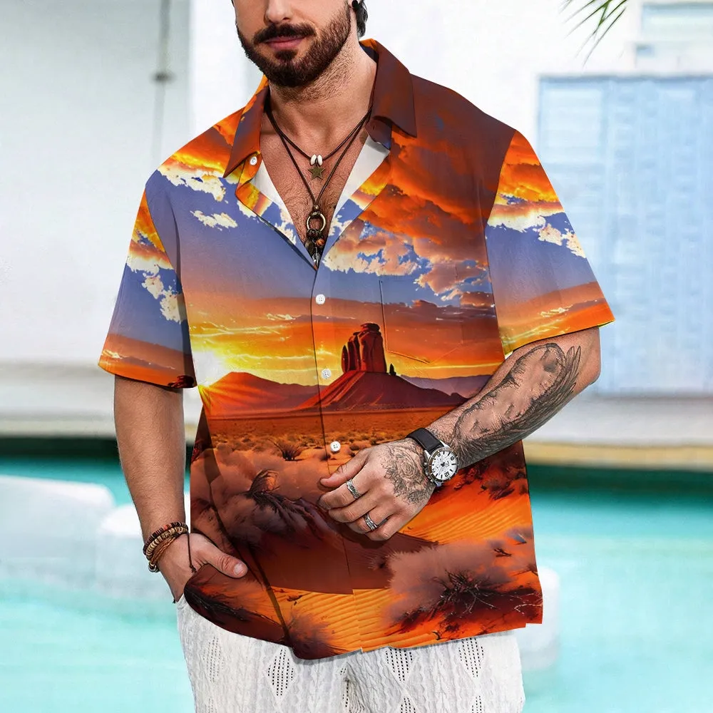 Men's Desert Scenery Casual Short Sleeve Shirt 2401000411
