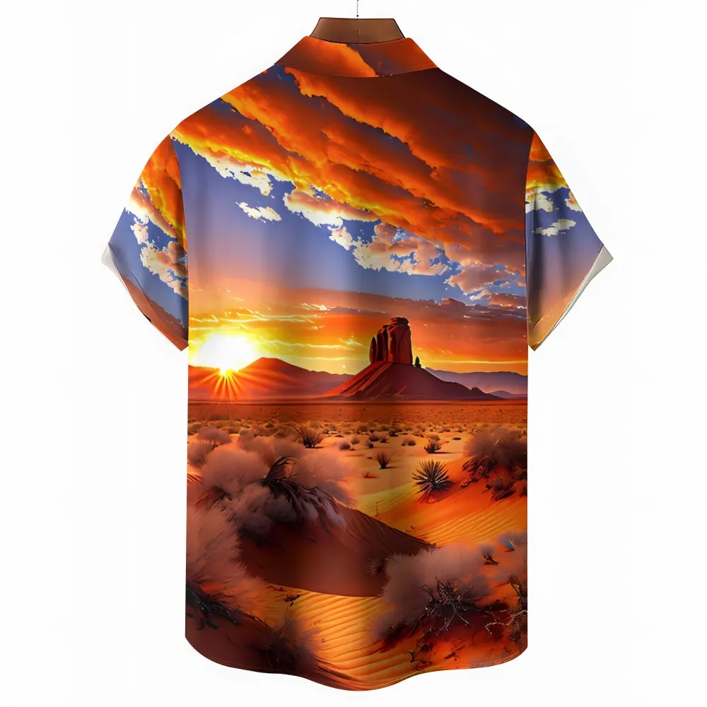 Men's Desert Scenery Casual Short Sleeve Shirt 2401000411