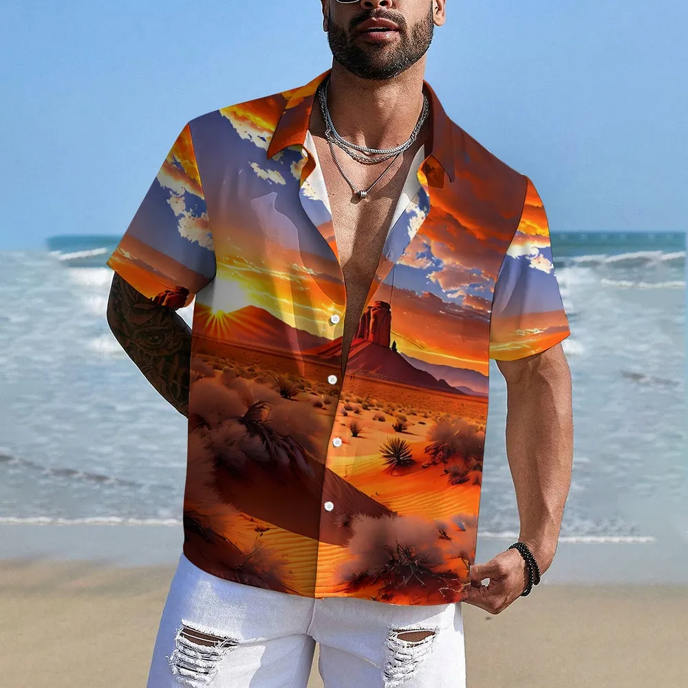 Men's Desert Scenery Casual Short Sleeve Shirt 2401000411