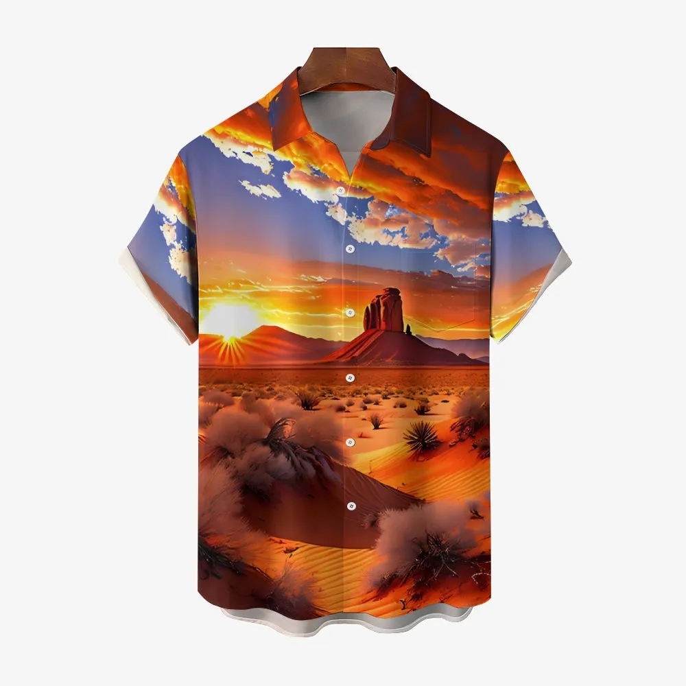 Men's Desert Scenery Casual Short Sleeve Shirt 2401000411