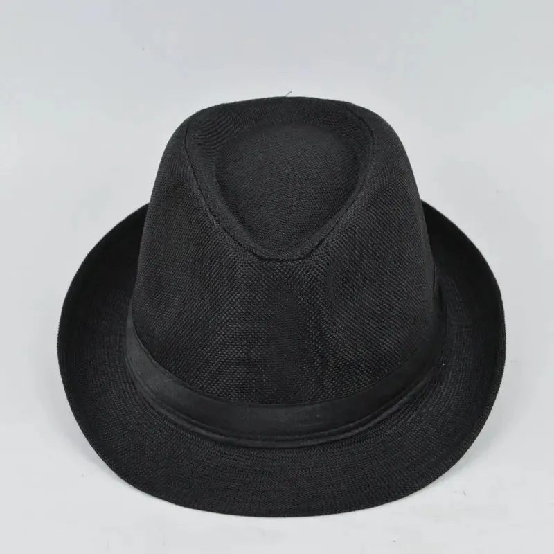 Men's Fedora Jazz Cotton Linen Solid Color Hat Summer Retro Bowler Hats Unisex Outdoor Chapeau  Bowler Hats Beach Cap