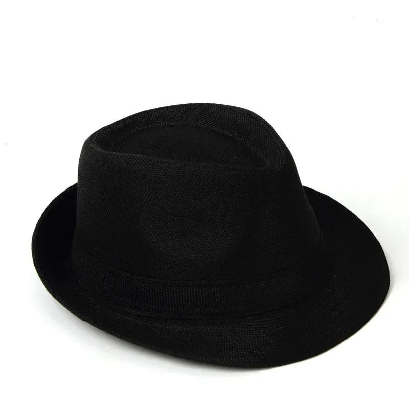 Men's Fedora Jazz Cotton Linen Solid Color Hat Summer Retro Bowler Hats Unisex Outdoor Chapeau  Bowler Hats Beach Cap