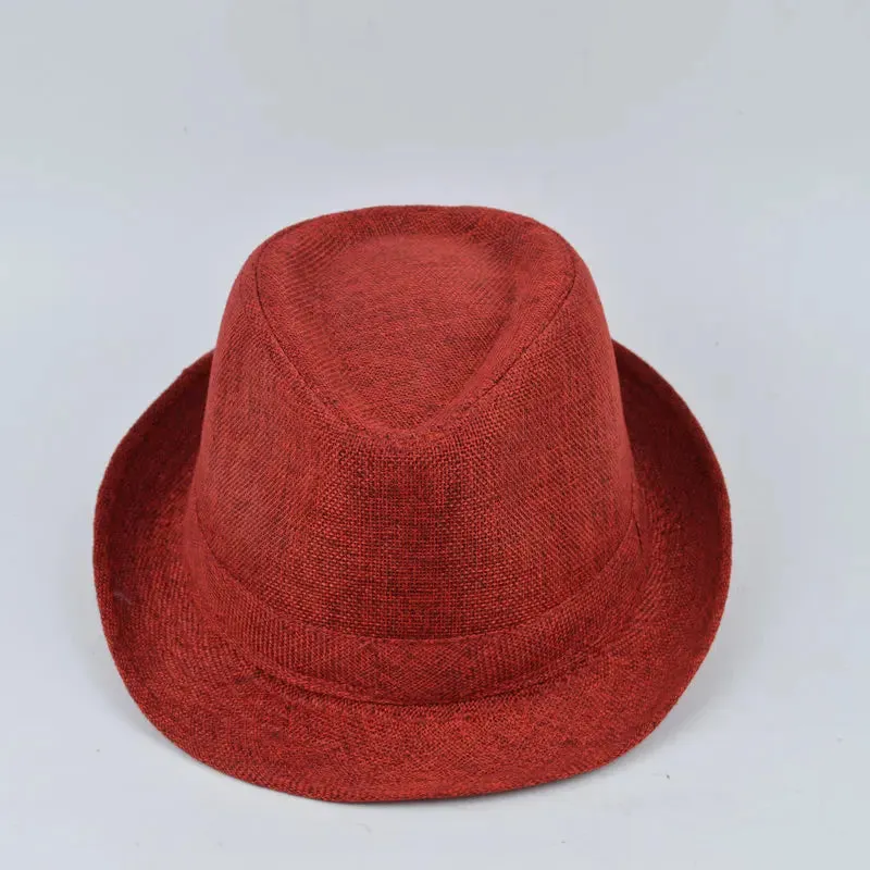 Men's Fedora Jazz Cotton Linen Solid Color Hat Summer Retro Bowler Hats Unisex Outdoor Chapeau  Bowler Hats Beach Cap