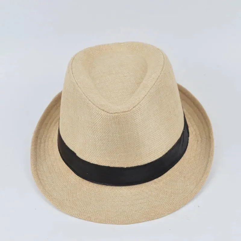 Men's Fedora Jazz Cotton Linen Solid Color Hat Summer Retro Bowler Hats Unisex Outdoor Chapeau  Bowler Hats Beach Cap
