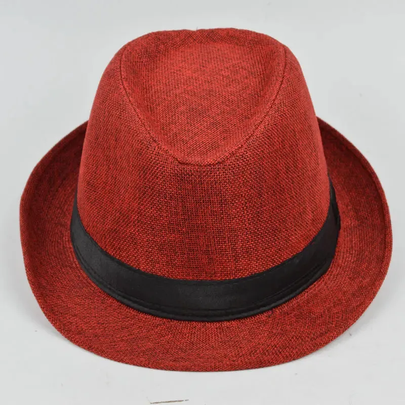 Men's Fedora Jazz Cotton Linen Solid Color Hat Summer Retro Bowler Hats Unisex Outdoor Chapeau  Bowler Hats Beach Cap