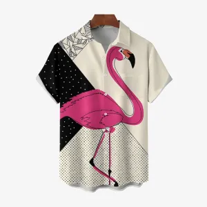 Men's Flamingo Geometry Casual Short Sleeve Shirt 2403000035
