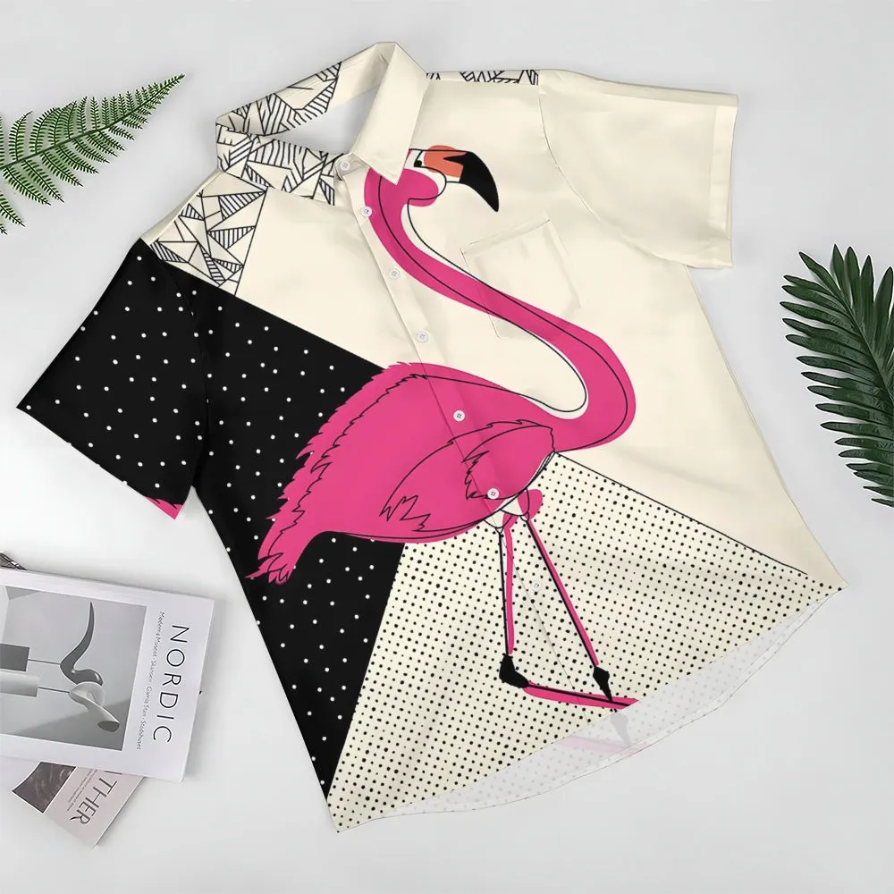Men's Flamingo Geometry Casual Short Sleeve Shirt 2403000035