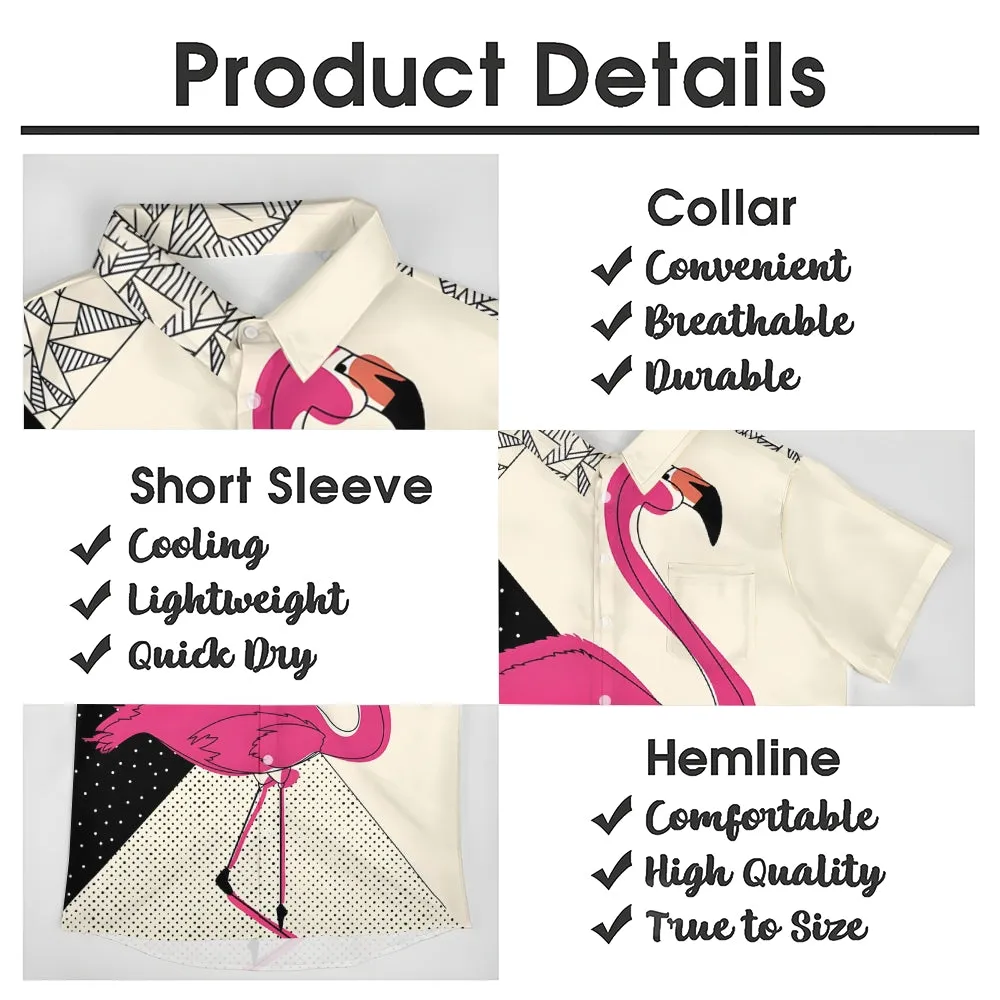 Men's Flamingo Geometry Casual Short Sleeve Shirt 2403000035