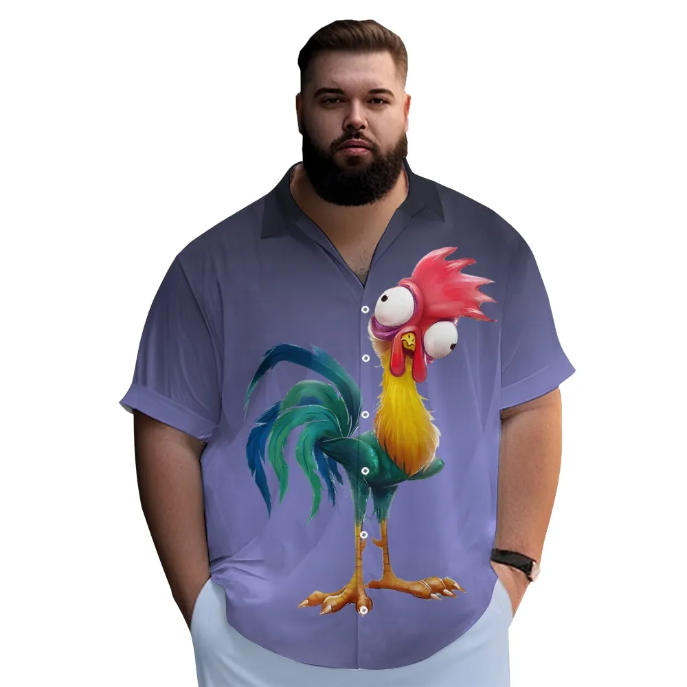 Men's Gradient Funny Rooster Casual Fashion Short Sleeve Shirt 2307101063