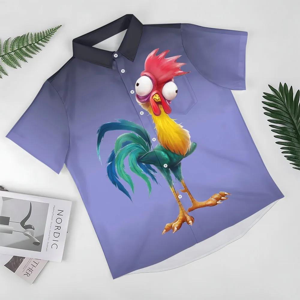 Men's Gradient Funny Rooster Casual Fashion Short Sleeve Shirt 2307101063