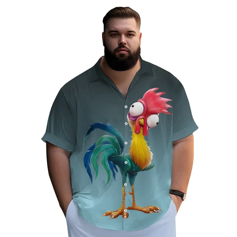 Men's Gradient Funny Rooster Casual Fashion Short Sleeve Shirt 2307101063