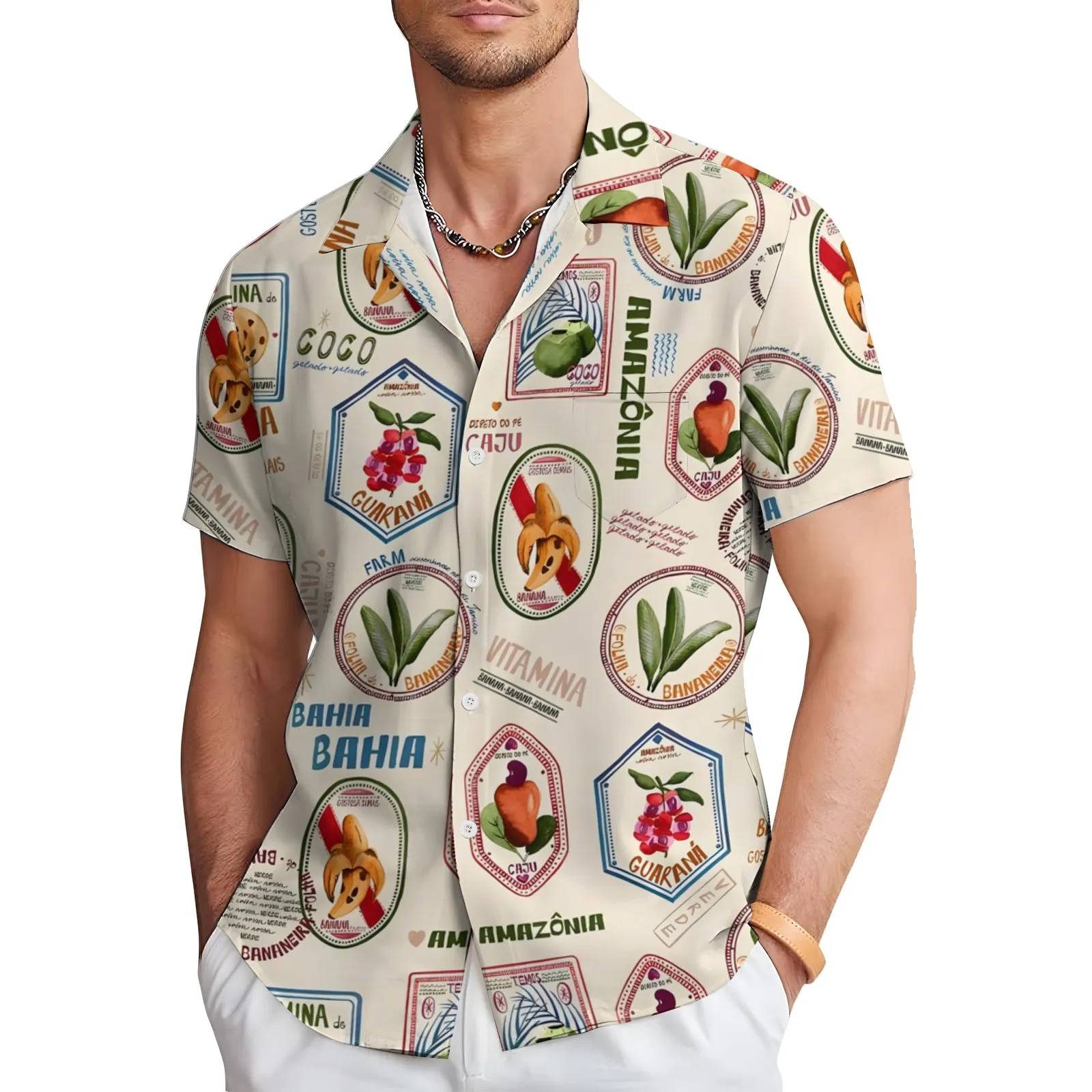 Men's Hawaiian Casual Short Sleeve Shirt 2404001612
