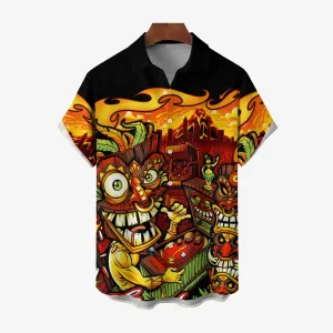 Men's Hawaiian TIKI Art Print Casual Short Sleeve Shirt 2404001464