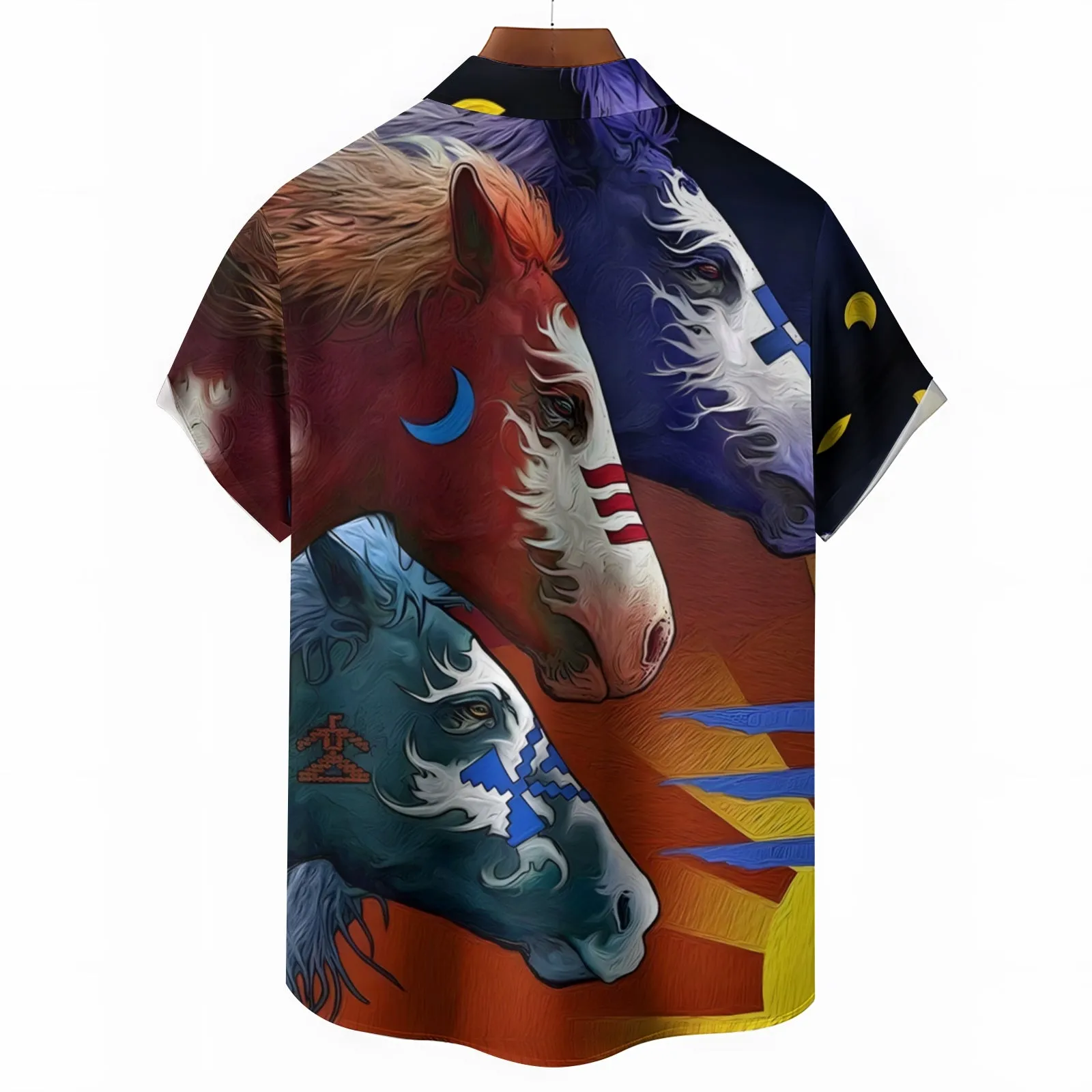 Men's Horse Casual Short Sleeve Shirt 2404000066