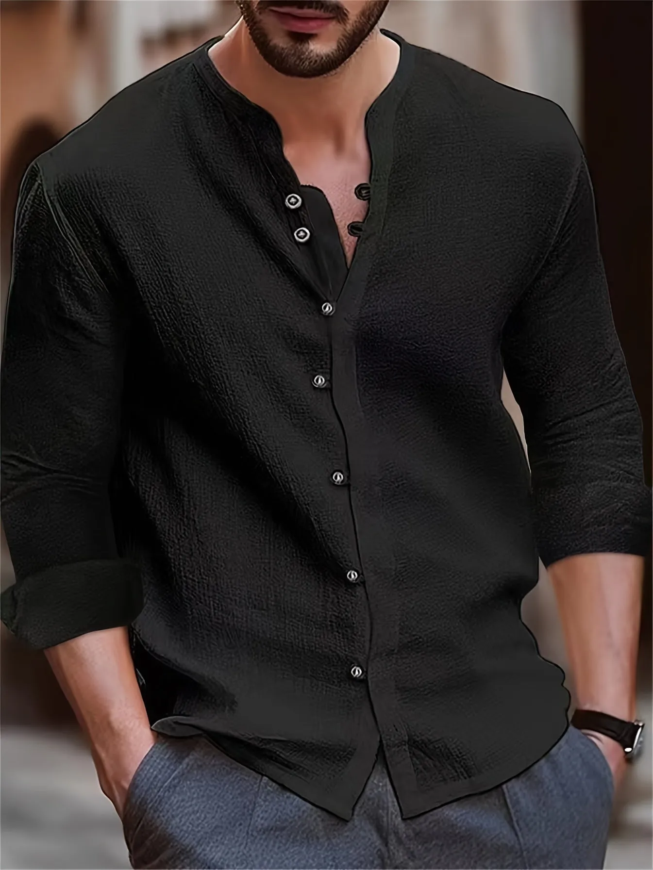Men's Linen Shirt Retro Style