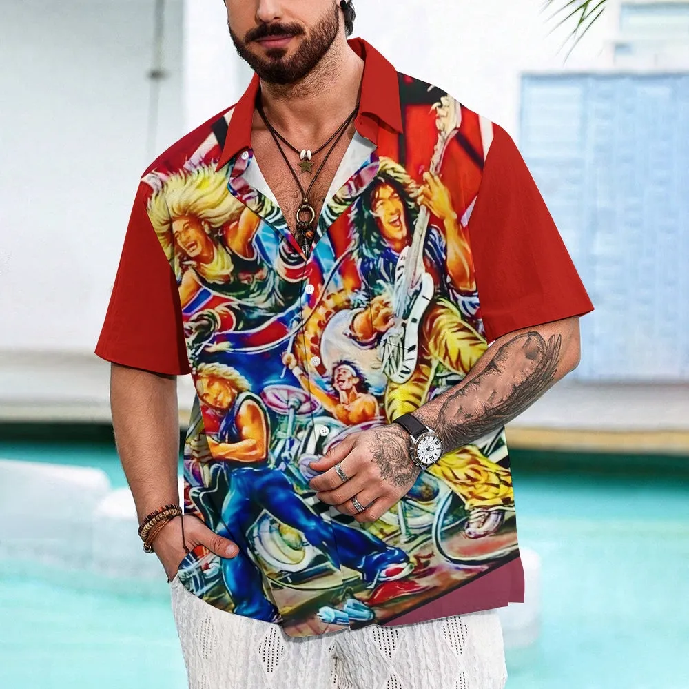 Men's Metallic Rock Print Casual Short Sleeve Shirt 2404000845