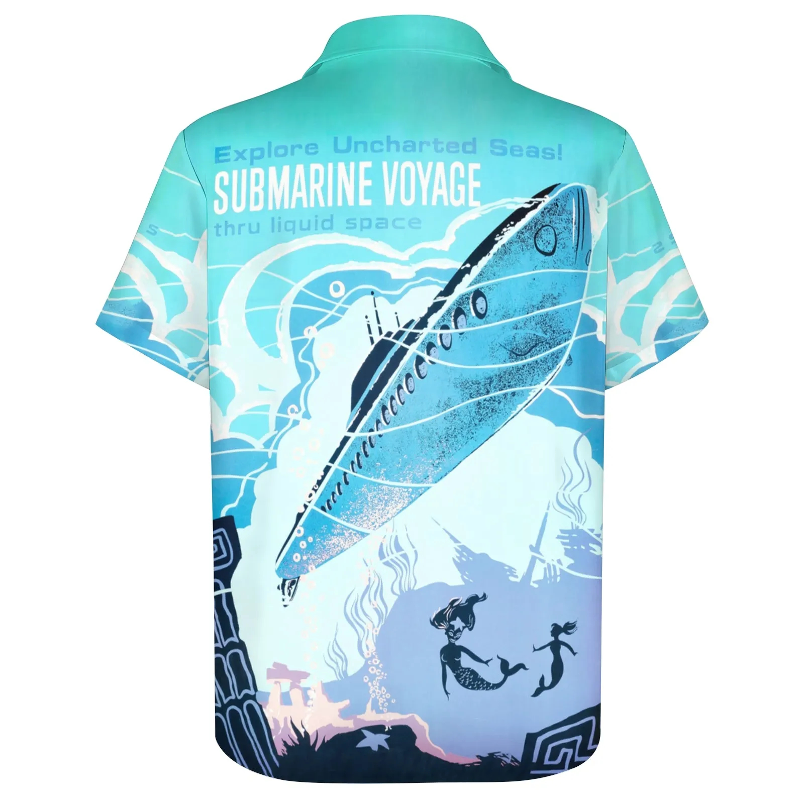 Men's Ocean Submarine Print Casual Short Sleeve Shirt 2403000527