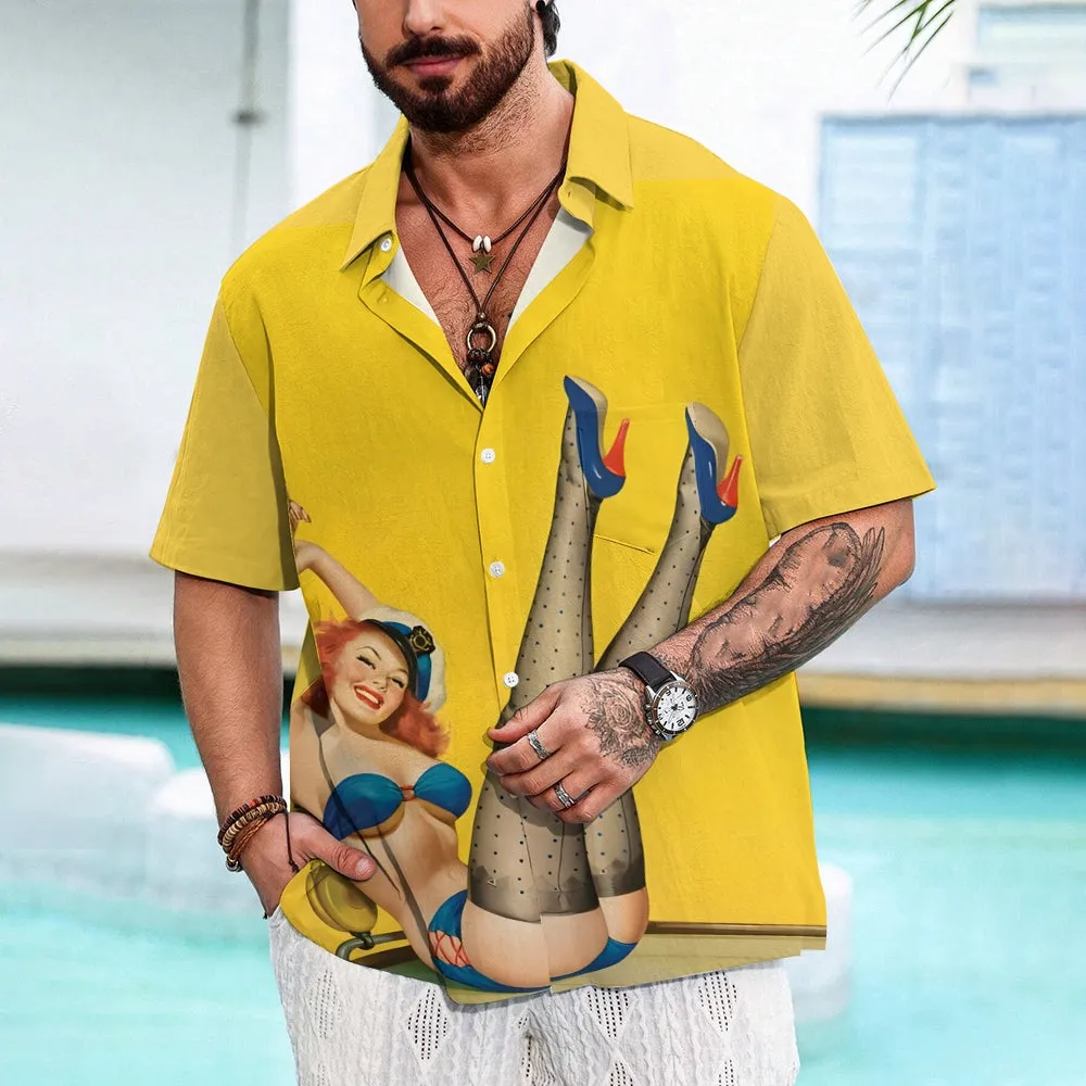 Men's Sailor Girl Casual Short Sleeve Shirt 2312000539