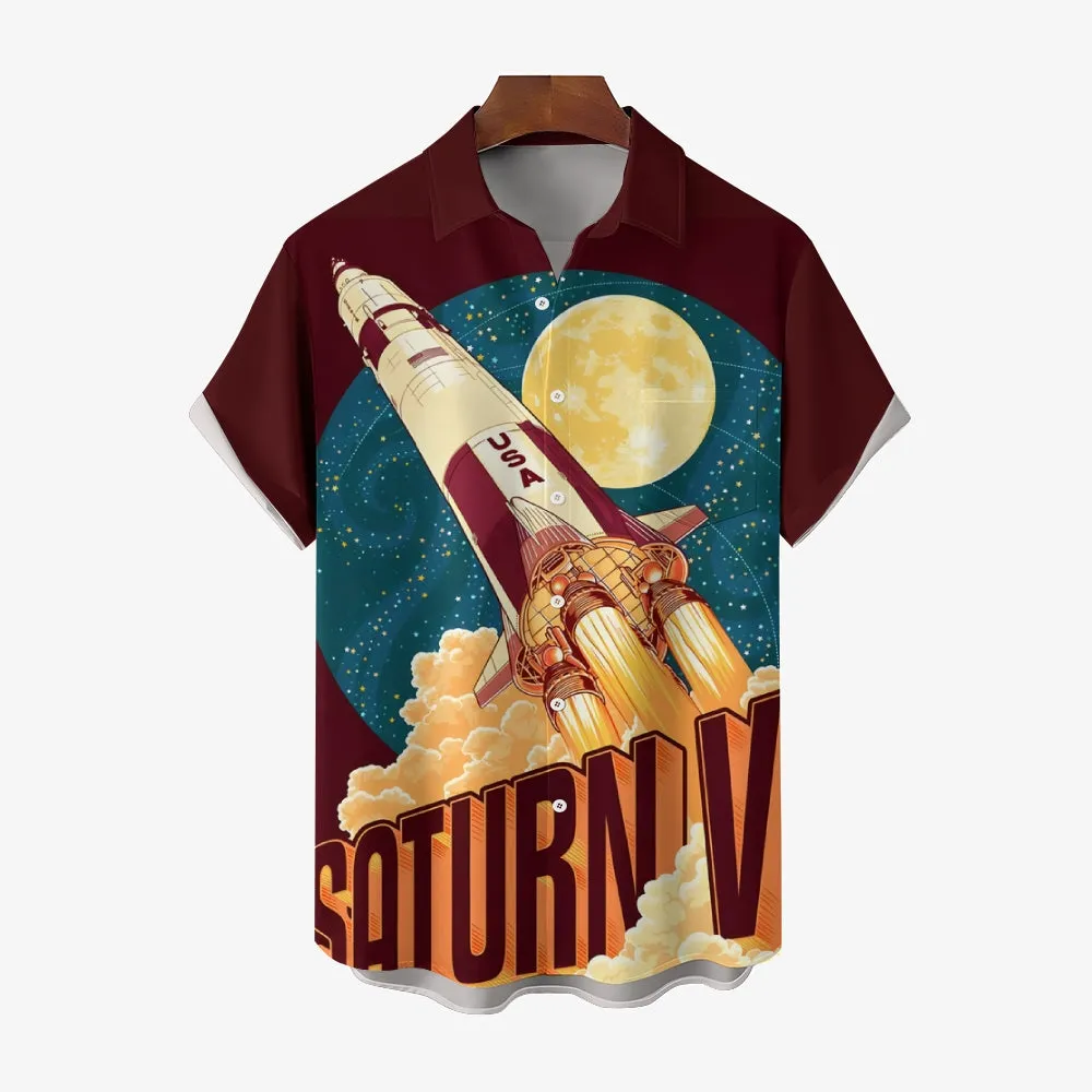 Men's Saturn V Styalized Casual Short Sleeve Shirt 2402000252