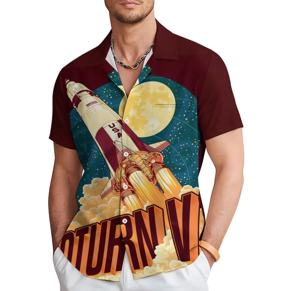 Men's Saturn V Styalized Casual Short Sleeve Shirt 2402000252